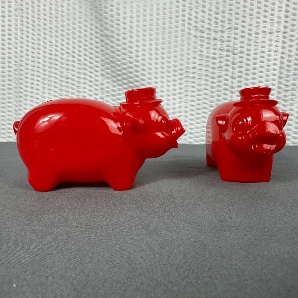 Vintage George H Mellott Red Advertising Piggy Banks Mercersburg PA